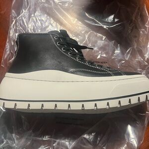 Stylish Black and White High-Top Sneakers